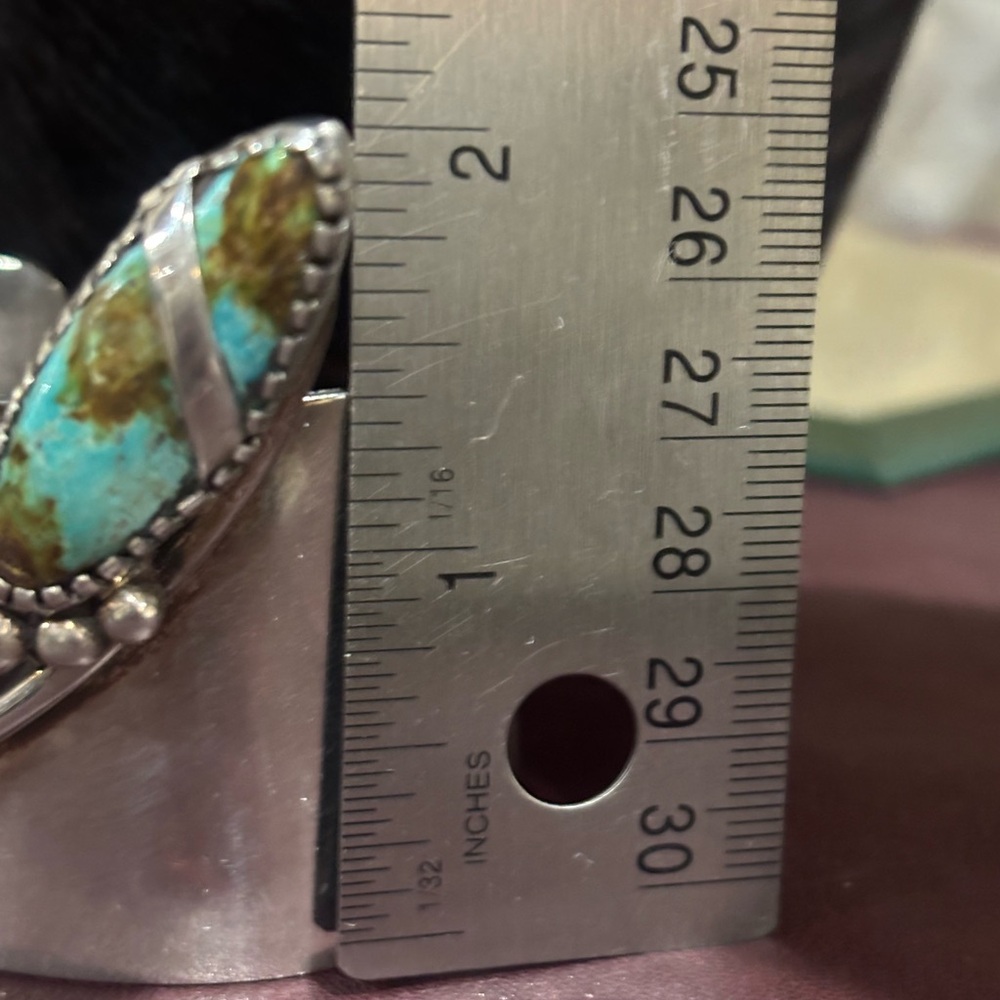 Custom Made Solid Sterling And Turquoise Cuff - image 6